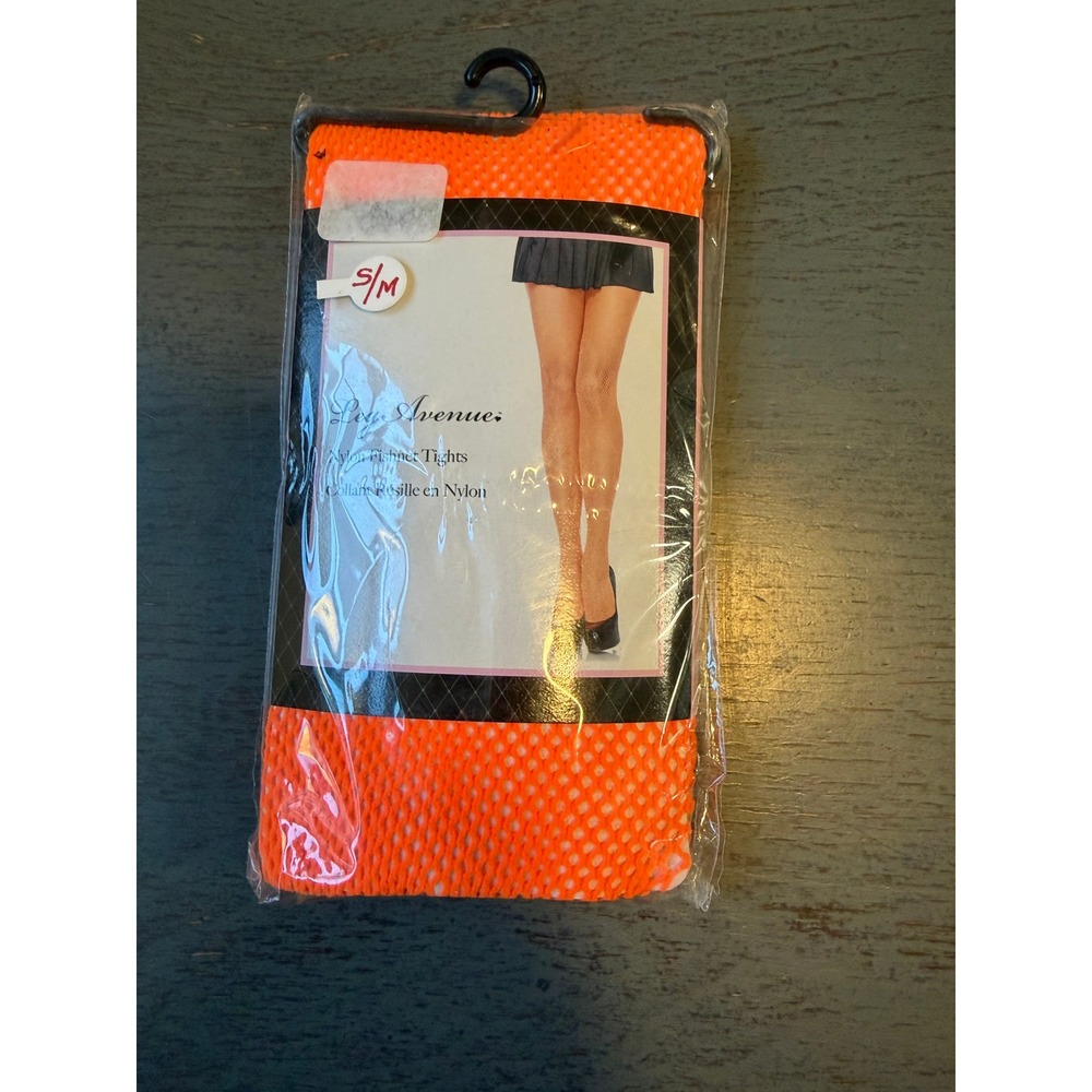 Leg Avenue Neon Orange Nylon Fishnet Tights 9001 One Size SM Stockings